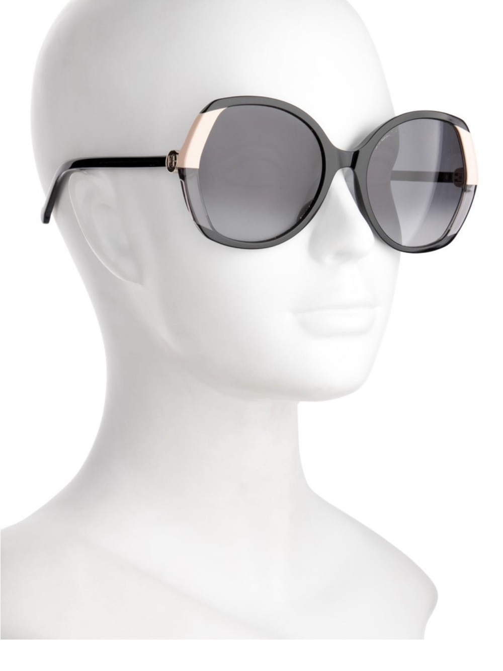 Carolina Herrera Oversized Round Sunglasses in Black with Gold